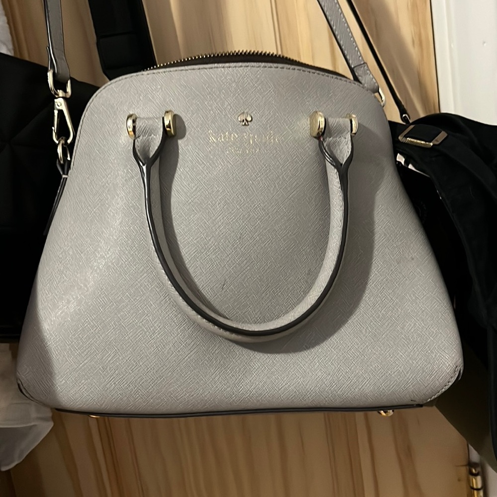 KATE SPADE gray purse w/ long strap!